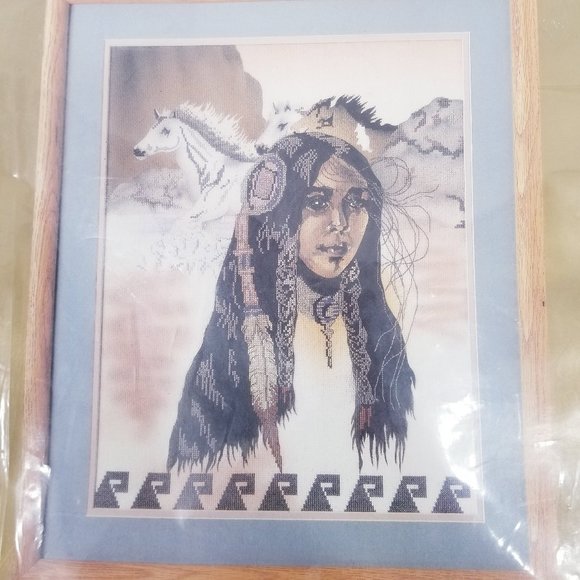 Vtg. 1990 Indian Maiden Counted X-Stitch Kit - New - Picture 2 of 7